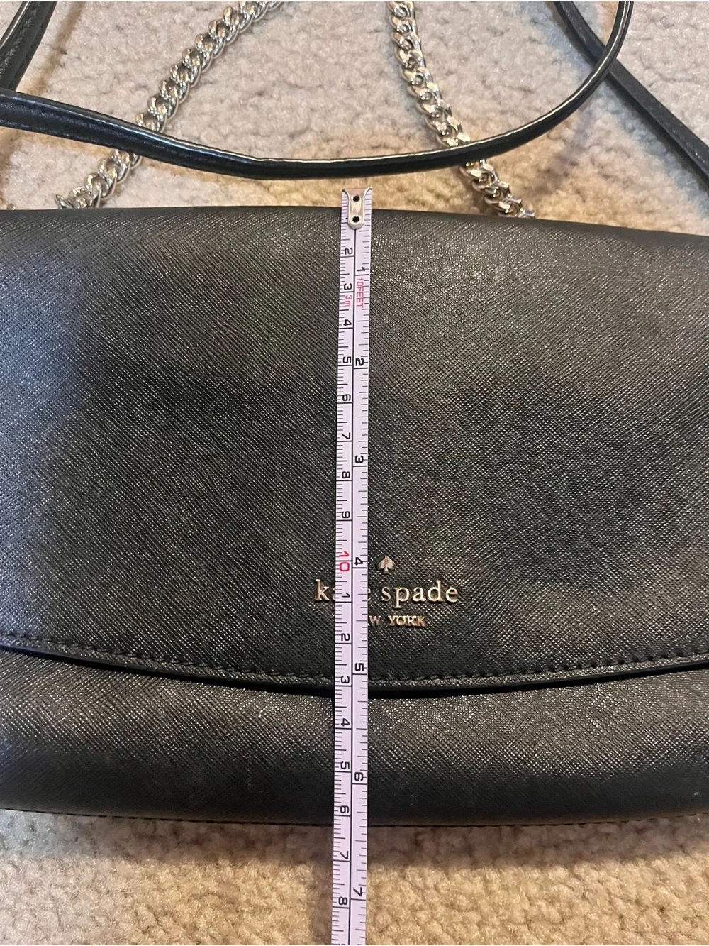 kate spade Black Leather Crossbody Bag chain purse Classic minimalist Simple